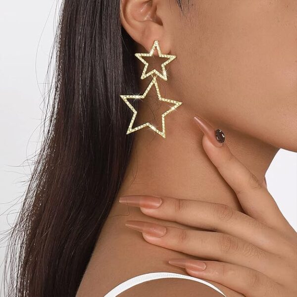Star Earrings Dangle Silver Star Earrings for Women 14K Gold Star - Image 3