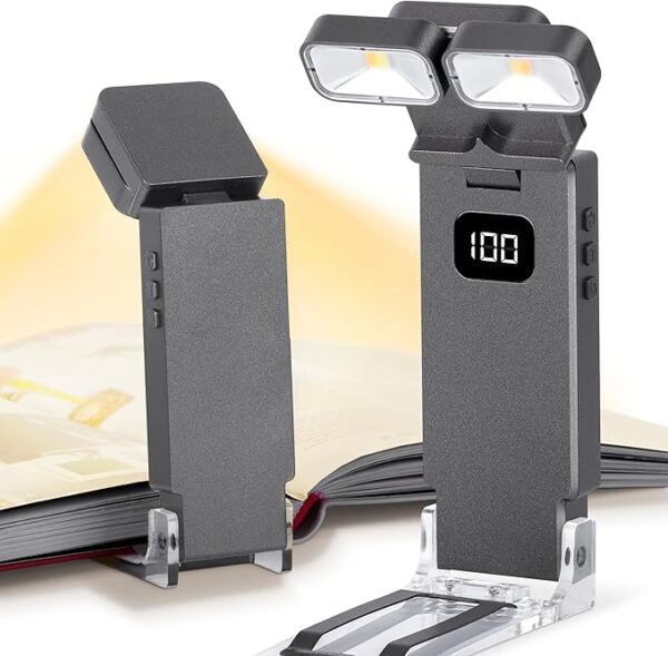 Dott Arts Book Light,Dual-Heads Reading Light for Bedtime with Screen Display