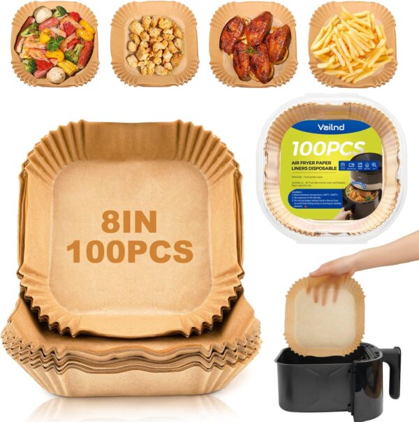 Air Fryer Paper Liners: 100Pcs Parchment Paper