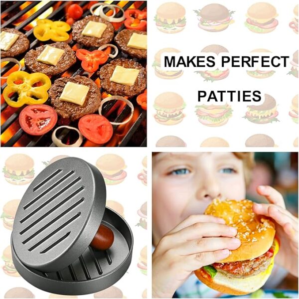Burger Press Patty Maker Stainless Steel Hamburger Patty Press Mold Wood Handle Non - Image 5