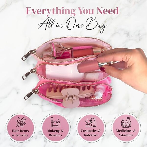 Accordion Makeup Bag, Travel Makeup Bag with 3 Compartments - Image 4