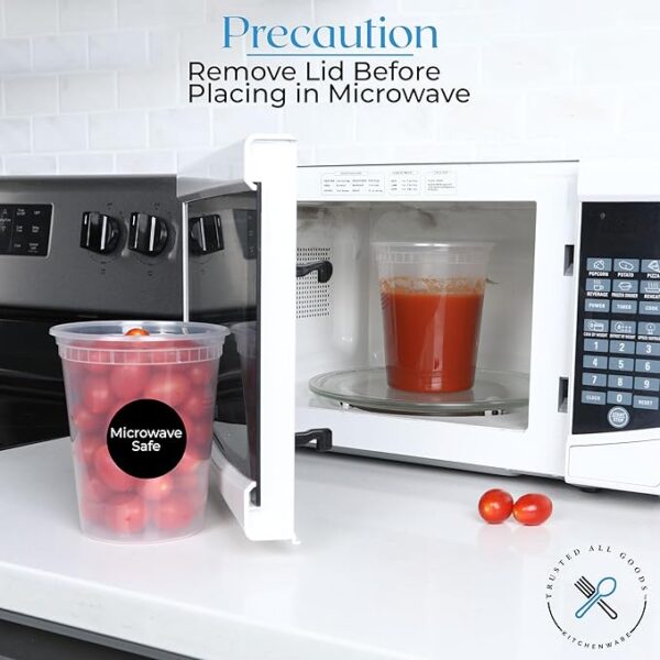[25Sets - Clear Plastic 32 oz Deli Containers with Lids & One (1) Label Sheet - Image 2