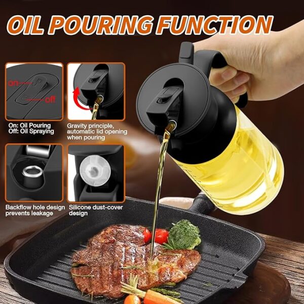 YRRAMATE - 18oz/550ml Olive Oil Dispenser for Kitchen - 2 in 1 Oil Sprayer for Cooking - Image 4