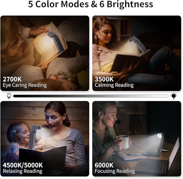 Dott Arts Book Light,Dual-Heads Reading Light for Bedtime with Screen Display - Image 4