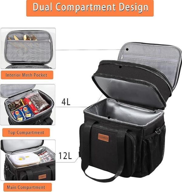 Expandable Insulated Large Lunch Box, Double Deck Heavy Duty Durable Lunch Bag - Image 4