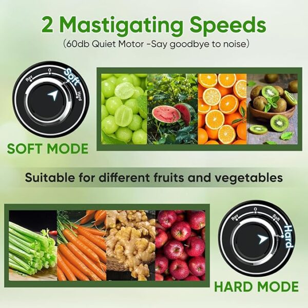 COZII Cold Press Juicer,Slow Masticating Juicer Extractor Soft/hard Mode - Image 4