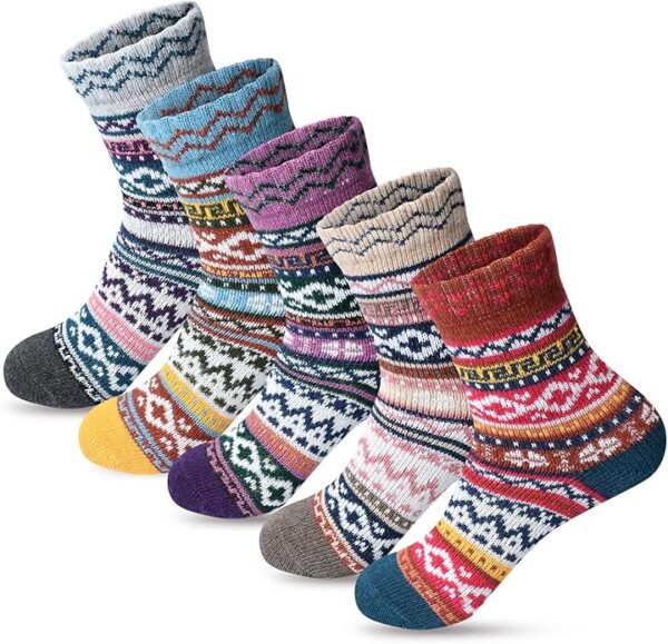 besky 5 Pairs Winter Wool Socks Women
