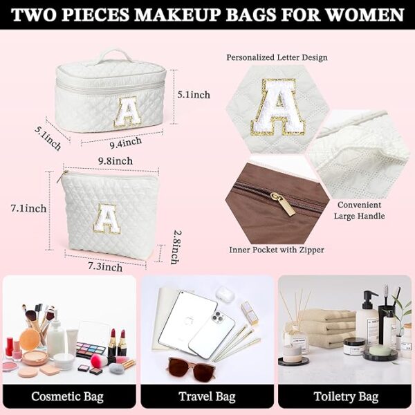 YOOLIFE Personalized Gifts Makeup Bag - Monogram Make Up Bag - Image 3