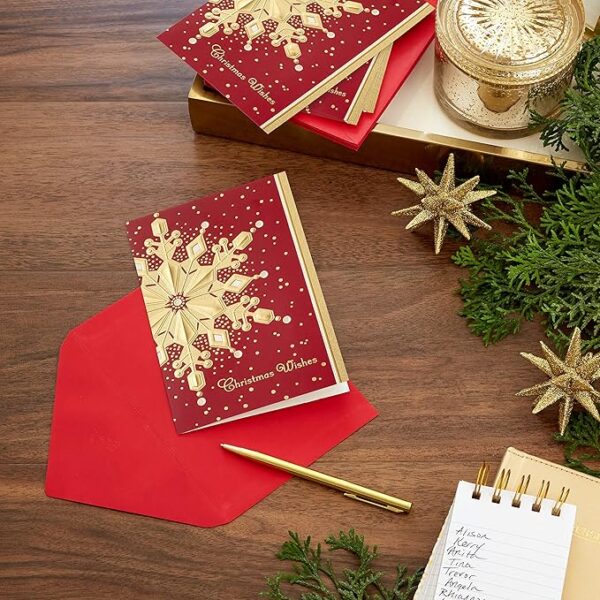 Hallmark Boxed Holiday Cards, Red and Gold Snowflake - Image 4