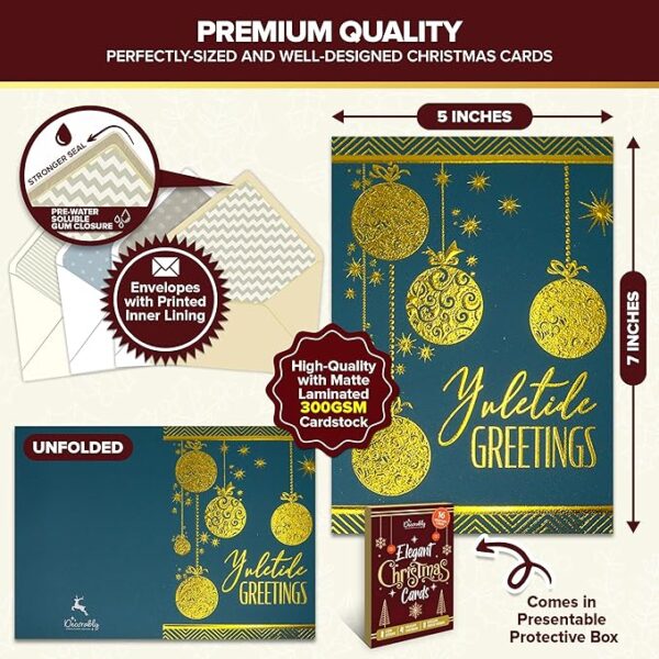 Decorably 16 Pack Foil Embossed Elegant Merry Christmas Cards - Image 2