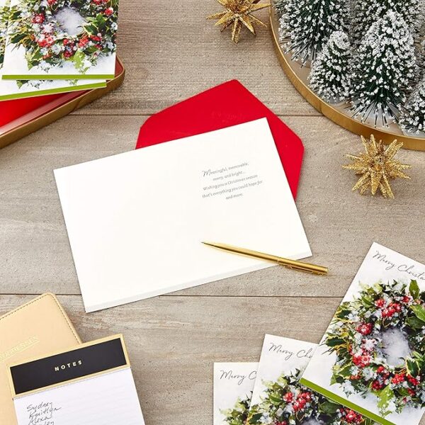 Hallmark Boxed Christmas Cards, Snowy Wreath - Image 2
