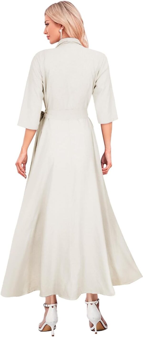 Mingyuezai Women's Linen Wrap Dress - Image 3