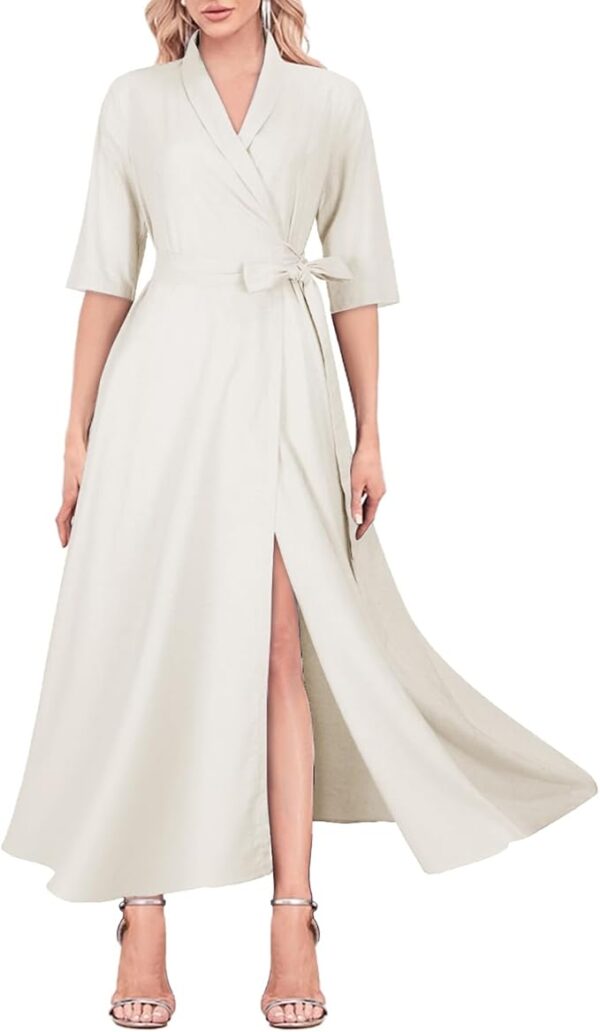 Mingyuezai Women's Linen Wrap Dress