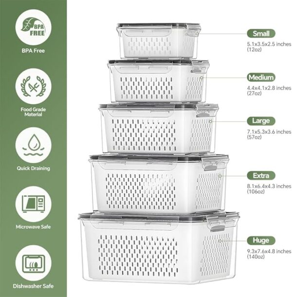 5 PCS Large Fruit Storage Containers for Fridge - Image 7