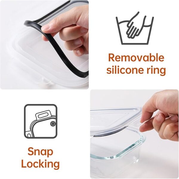 HOMBERKING 8 Pack Glass Food Storage Containers with Lids, Meal Prep Containers - Image 2