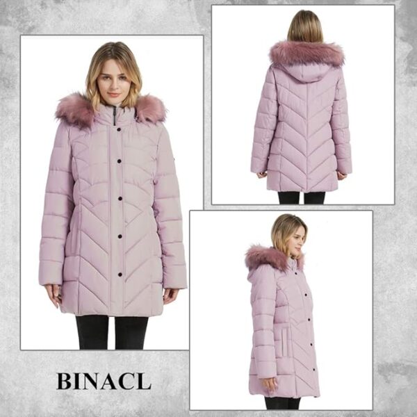 BINACL Women's Winter Warm Thicken Long Outwear Pockets - Image 4