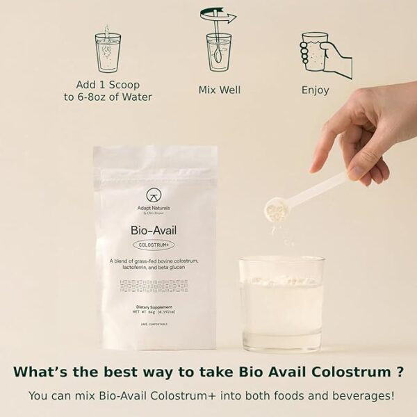 Adapt Naturals Colostrum Supplement with Lactoferrin & Beta Glucan, Bio-Avail Grass Fed Bovine - Image 3