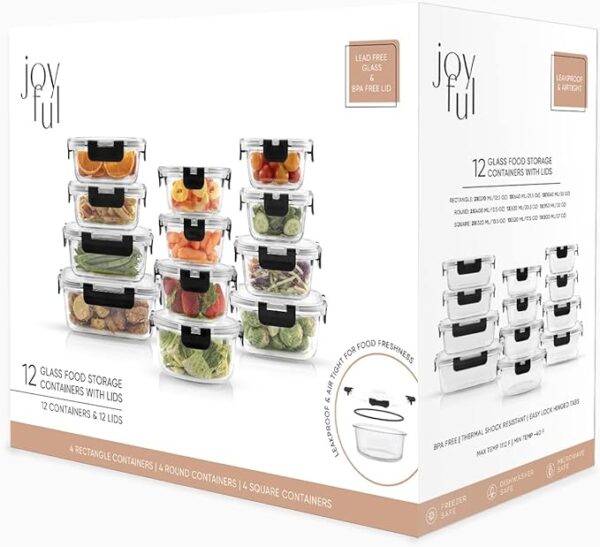 JoyJolt JoyFul 24pc(12 Airtight, Freezer Safe Food Storage Containers - Image 2