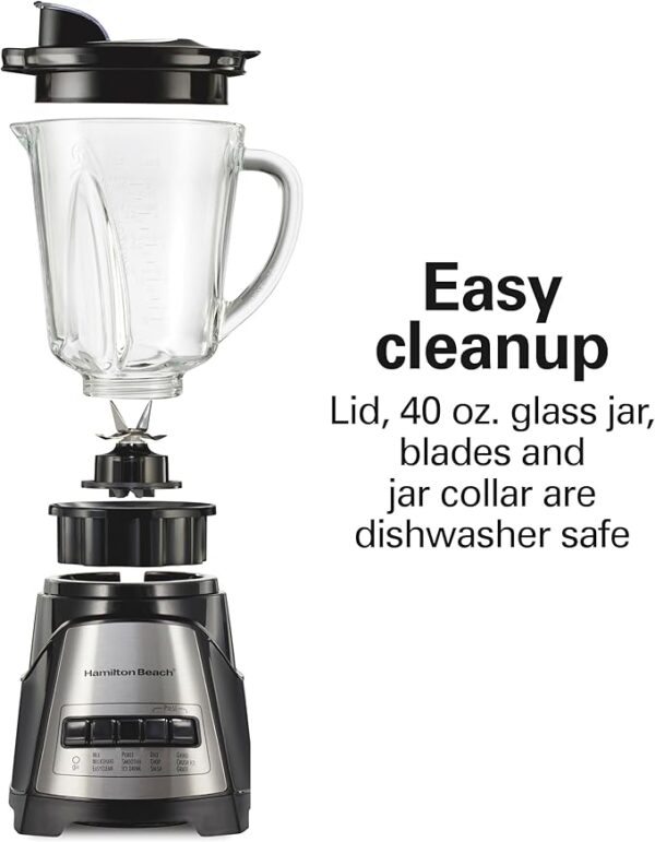 Hamilton Beach Power Elite Wave Action Blender For Shakes and Smoothies, 40 Oz Glass Jar - Image 3