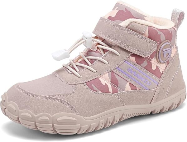 Dannto Kids Winter Snow Boots Boys Girls Wide Toe Box Warm Barefoot Hiking Shoes