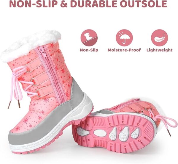 Apakowa Kids Girls Insulated Fur Winter Warm Snow Boots - Image 6