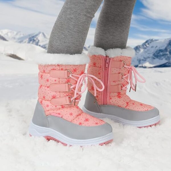 Apakowa Kids Girls Insulated Fur Winter Warm Snow Boots - Image 4