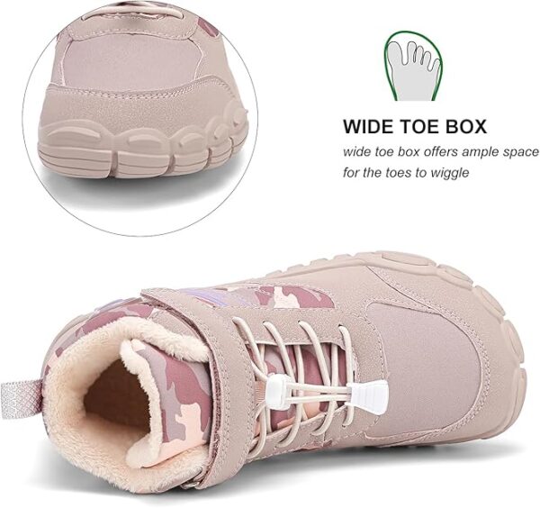 Dannto Kids Winter Snow Boots Boys Girls Wide Toe Box Warm Barefoot Hiking Shoes - Image 3