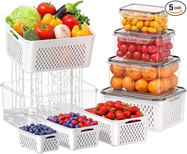 5 PCS Large Fruit Storage Containers for Fridge