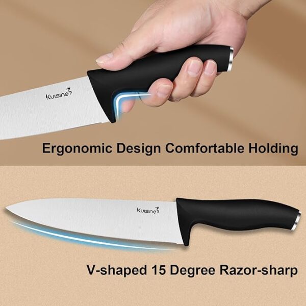 Kuisine Chef Knife Set,High Carbon Stainless Steel Ultra Sharp Blade Ergonomic Handle - Image 3