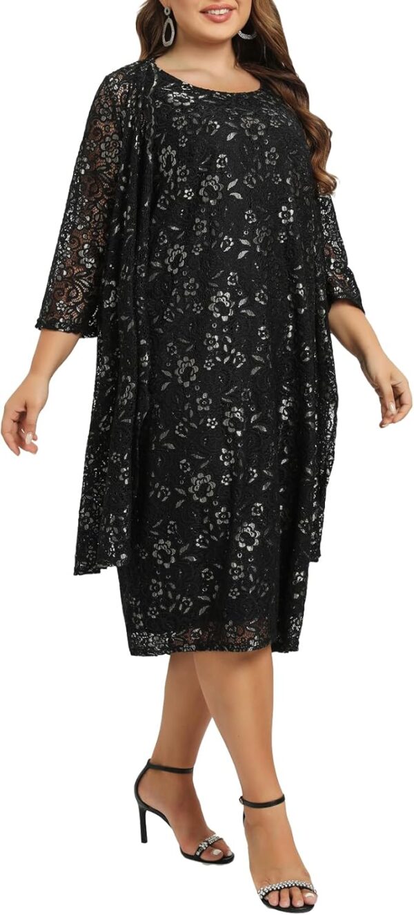 Women's Plus Size 2 Piece Mother of The Bride Dress Formal Evening Jacket Set - Image 3