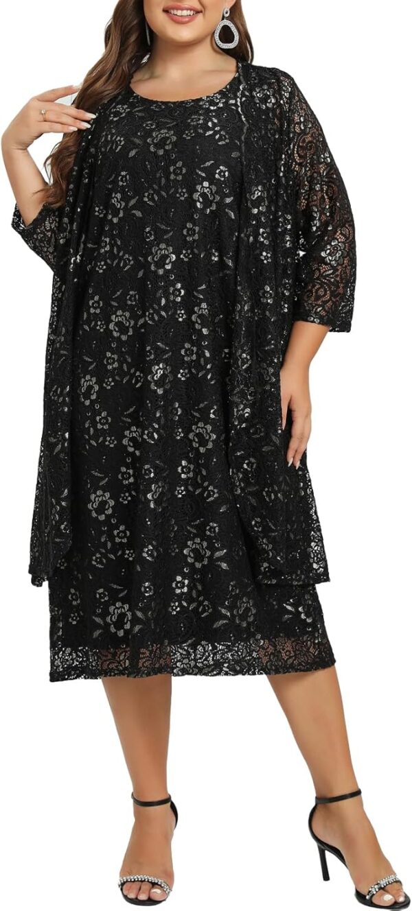 Women's Plus Size 2 Piece Mother of The Bride Dress Formal Evening Jacket Set