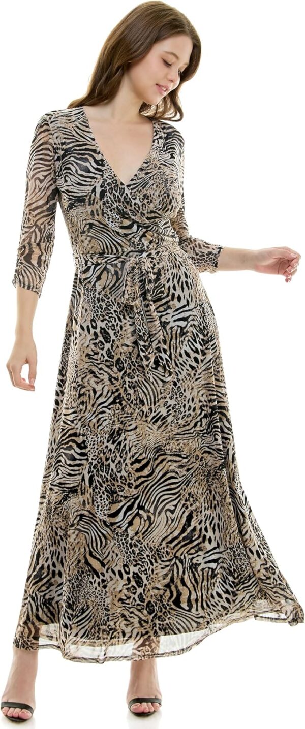 Harlow & Rose 3/4 Sleeve Faux Wrap Maxi Dress - Image 5