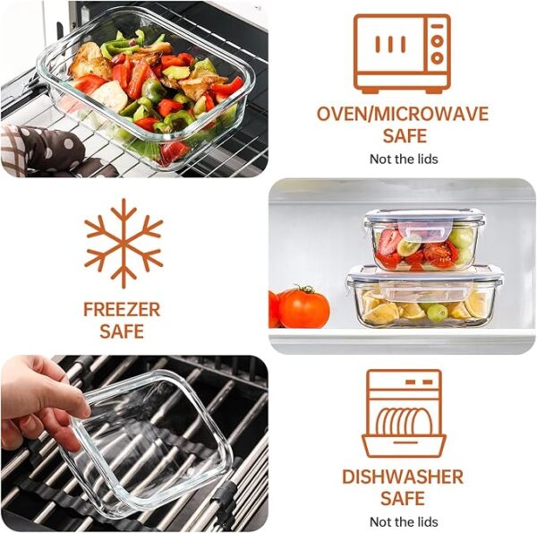 HOMBERKING 8 Pack Glass Food Storage Containers with Lids, Meal Prep Containers - Image 4