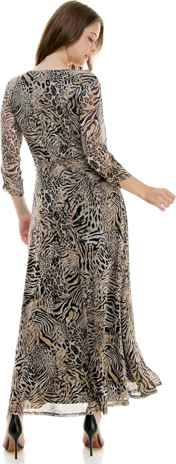 Harlow & Rose 3/4 Sleeve Faux Wrap Maxi Dress - Image 2