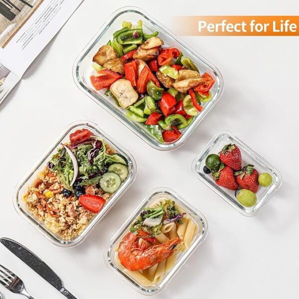 HOMBERKING 8 Pack Glass Food Storage Containers with Lids, Meal Prep Containers - Image 5