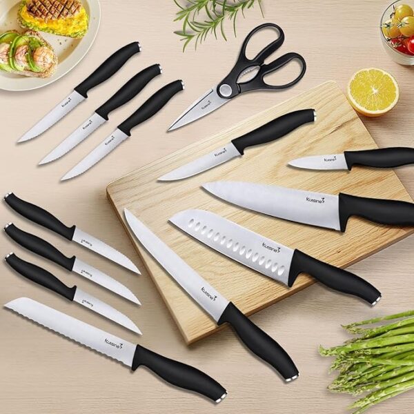 Kuisine Chef Knife Set,High Carbon Stainless Steel Ultra Sharp Blade Ergonomic Handle - Image 5